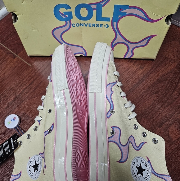 Converse Golf Le Fleur High-Tops with Pink and Purple Accents - Picture 2 of 6